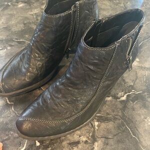 Rieker Black Ankle Booties with Zipper